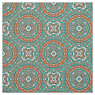 Etniskt mosaiskt mönster för modern orange turkos tyg