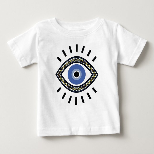 Etniskt ont öga, grönblå öga-bead t shirt (Framsida)