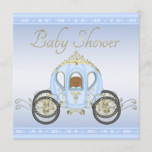 Etniskt Pojke i Prince Coach Blue Baby Shower Inbjudningar