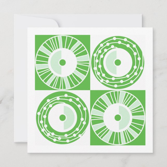 Etniskt solariskt Mid Century Modern Grönt White B Kort (Framsida)