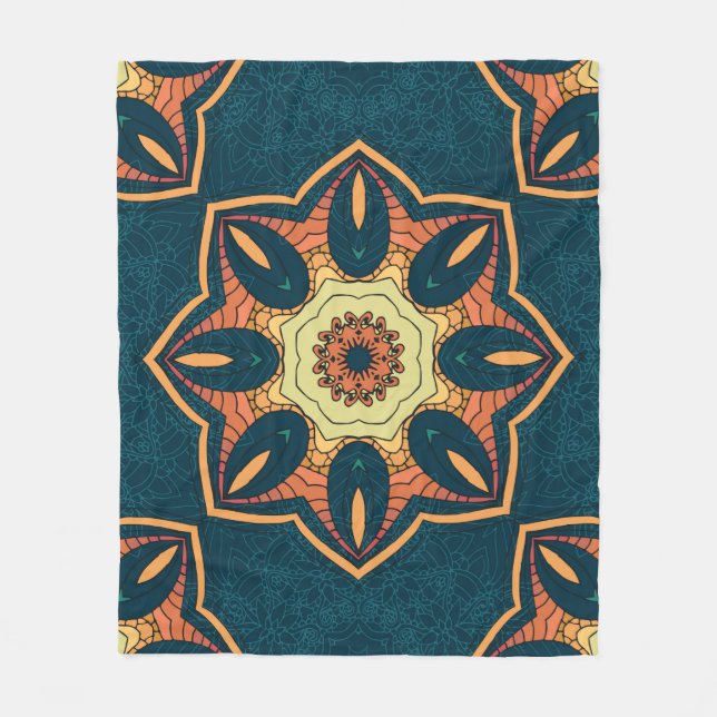 Etniskt sömlöst mönster med mandala. illustration fleecefilt (Framsidan)