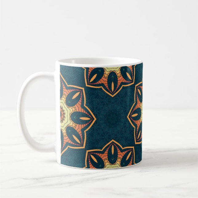 Etniskt sömlöst mönster med mandala. illustration kaffemugg (Vänster)