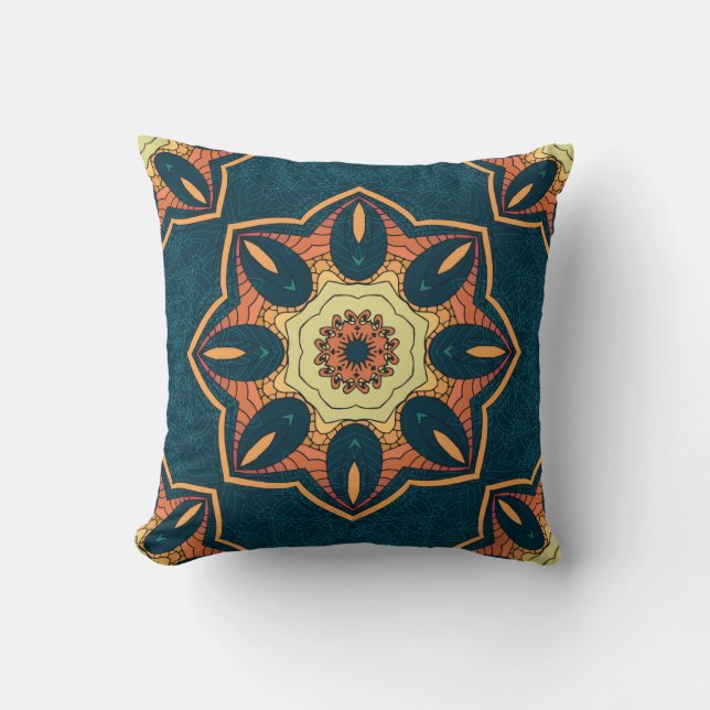 Etniskt sömlöst mönster med mandala. illustration kudde (Framsida)