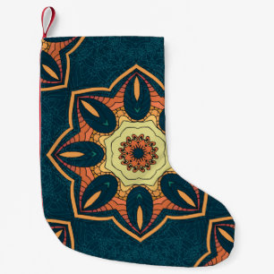 Etniskt sömlöst mönster med mandala. illustration liten julstrumpa