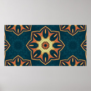 Etniskt sömlöst mönster med mandala. illustration poster