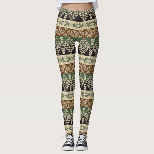 etniskt stam- afrikanskt mönster leggings (Framsida)