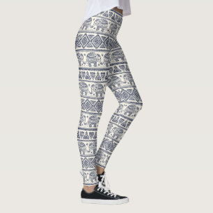 Etniskt stam- Aztec elefantmönster Leggings