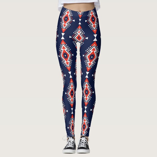 Etniskt stil, geometriskt sömlöst mönster. leggings (Framsida)