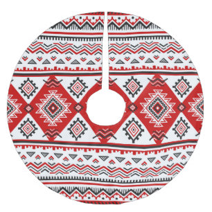 Etniskt svart vitt rött, ukrainska motiv. julgransmatta borstad polyester