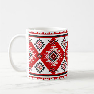 Etniskt svart vitt rött, ukrainska motiv. kaffemugg