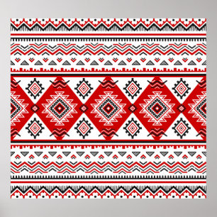 Etniskt svart vitt rött, ukrainska motiv. poster