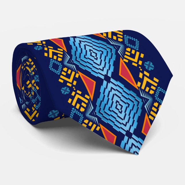 Etniskt sydvästra geometriskt mönster Neck Tie Slips (Rullad)