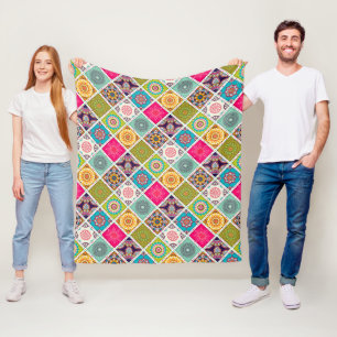 Etniskt tryck färgglatt mandala stil mönster fleecefilt