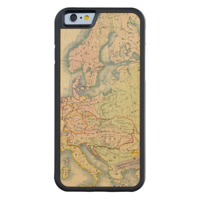 Etnografiska karta i Europa Carved Wood iPhone Skal (Baksidan)