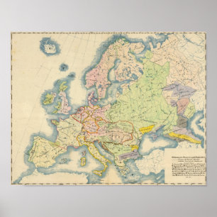 Etnografiska karta i Europa Poster