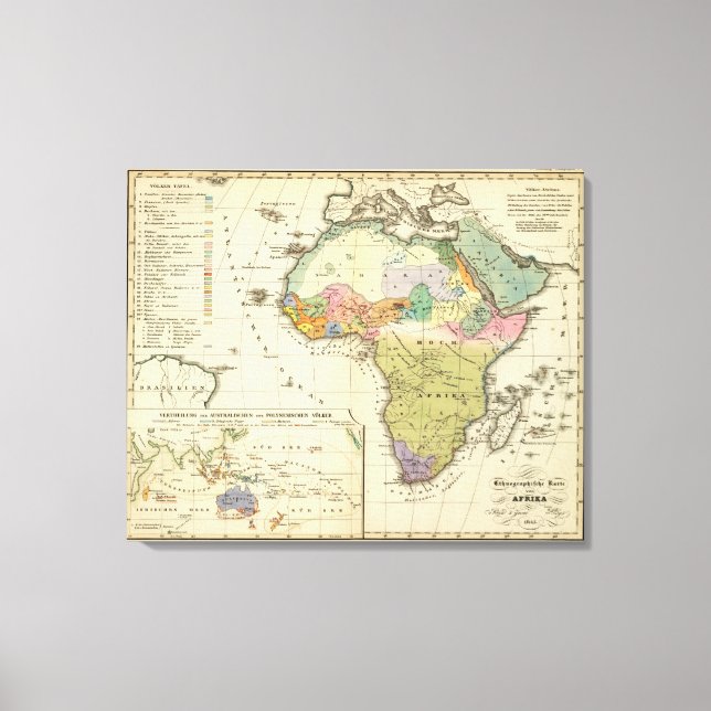 Etnografiskt Karta i Afrika Canvastryck (Framsida)