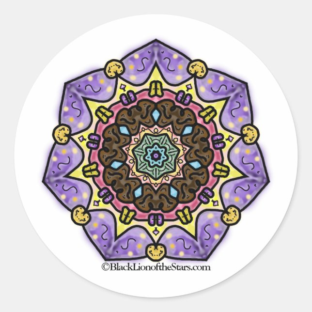 Etoile Mandala Sticker Runt Klistermärke (Framsida)