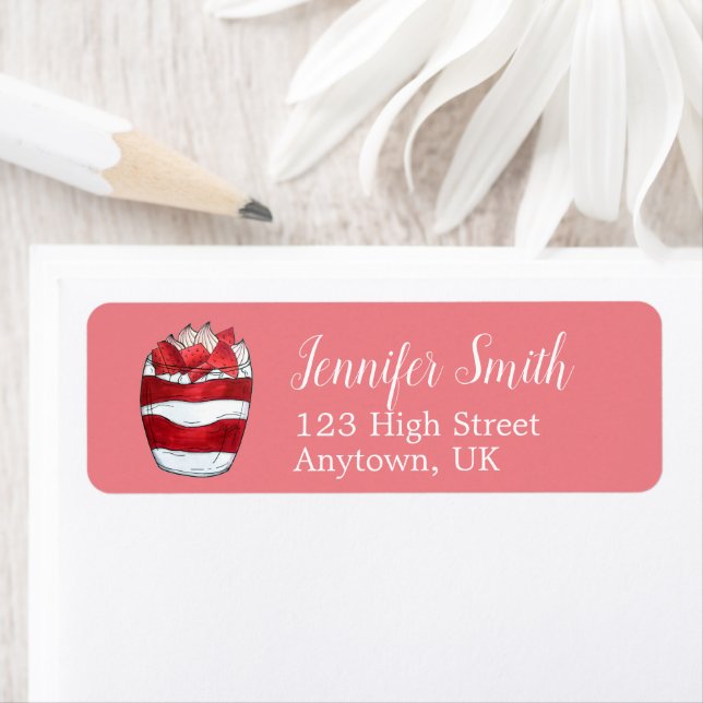 Eton  Strawberry Meringue UK British Dessert Returadress Etikett (Insitu)