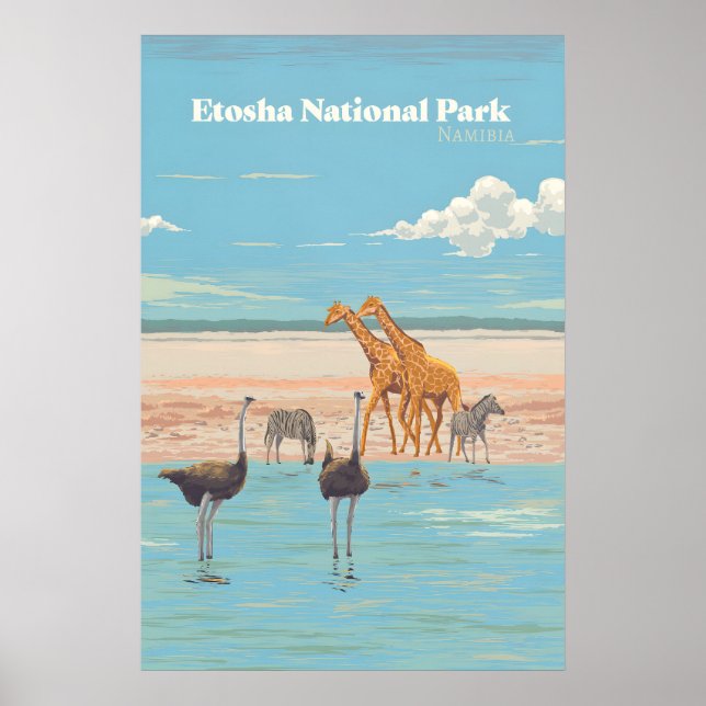 Etosha Nationalpark Namibia Afrika Resa Poster (Framsidan)