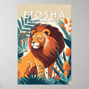 Etosha Nationalpark Namibia Vintage Poster