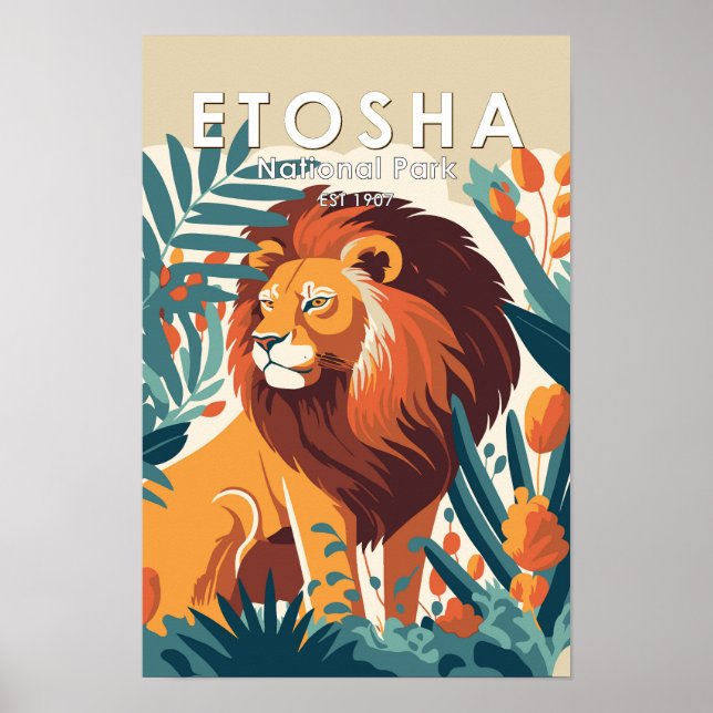 Etosha Nationalpark Namibia Vintage Poster (Framsidan)