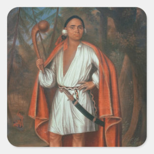 Etow Oh Koam, Kung vid floden Nations, 1710 Fyrkantigt Klistermärke