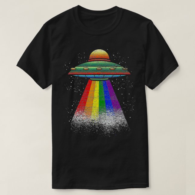 Etraterrestrial Rainbow Flagga UFO LGBT Pride Sci  T Shirt (Design framsida)