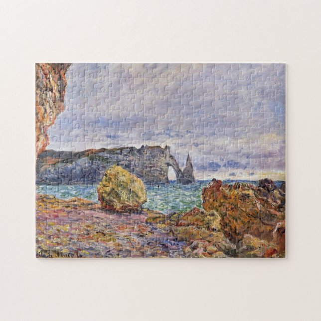 Etretat Beach & Porte d'Aval Monet Fine Art Pussel (Horisontell)