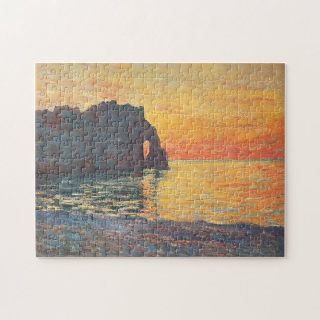 Etretat Cliff d'Aval Sunset Monet Fine Art Pussel (Horisontell)