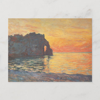 Etretat klippa av D-` Aval, solnedgång - Claude Vykort