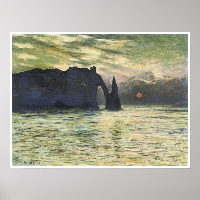 Etretat, Sunset, 1883, Claude Monet Poster (Framsidan)