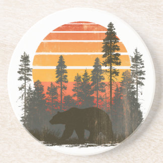 etro 70er Jahre Bär im Wald Sonnenuntergang Unters Underlägg