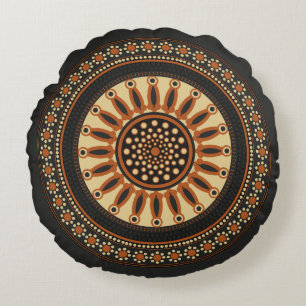 Etruscan Bucchero Solar Mandala-accent Rund Kudde