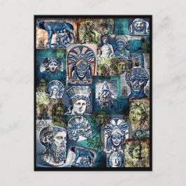 Etruscan Gudom collage vycard Vykort
