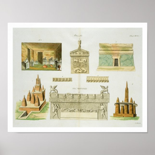 Etruscan sarcophagi och sepulchers, plate 7, class poster (Framsidan)
