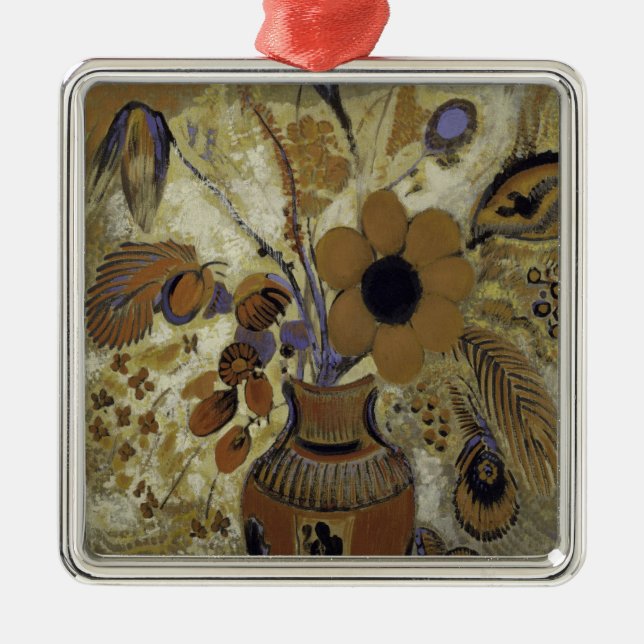 Etruscan vas med blommor julgransprydnad metall (Framsidan)