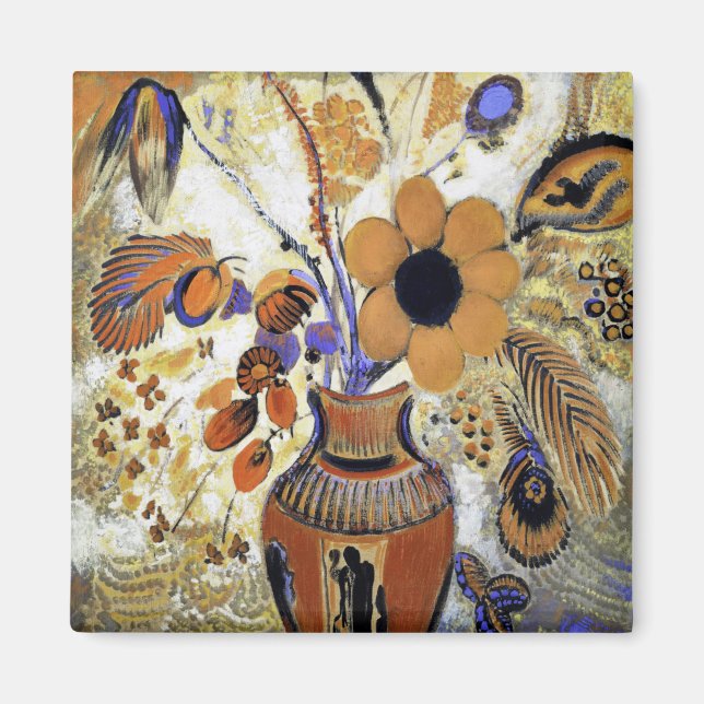Etruscan Vas med Flowers, Redon Magnet (Framsidan)
