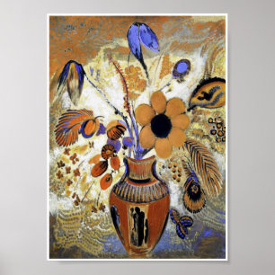 Etruscan Vas med Flowers, Redon Poster