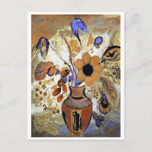 Etruscan Vase with Flowers, Redon Vykort (Framsida)