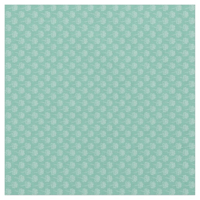 Etsad vit blommar på krickatyg tyg (Närbild)