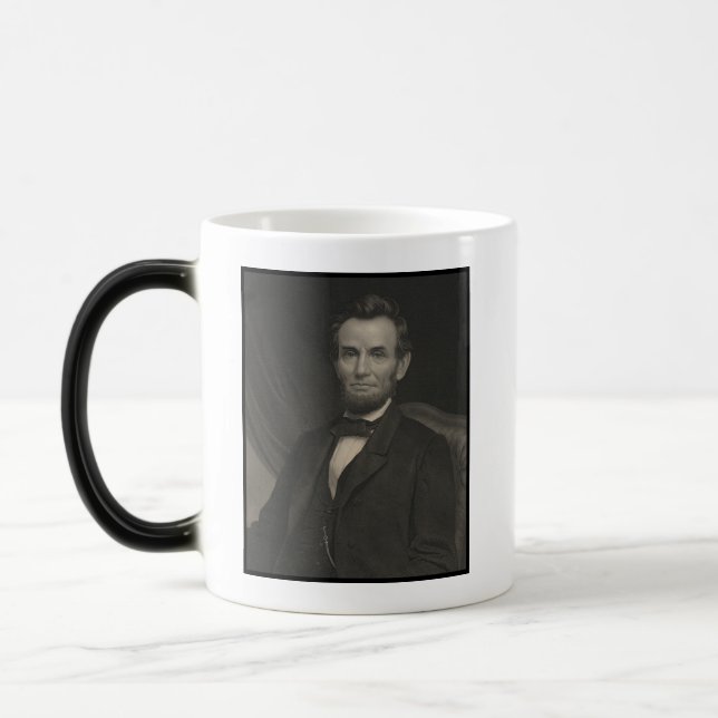 Etsningsporträtt av Abraham Lincoln Magic Mug Magisk Mugg (Vänster)
