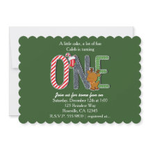 ETT 1-års födelsedagsfirande julfirande inbjudan