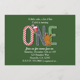 ETT 1-års födelsedagsfirande julfirande inbjudan