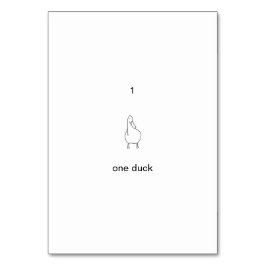 Ett, 1, ett anka-anpassningsbar-kort bordsnummer