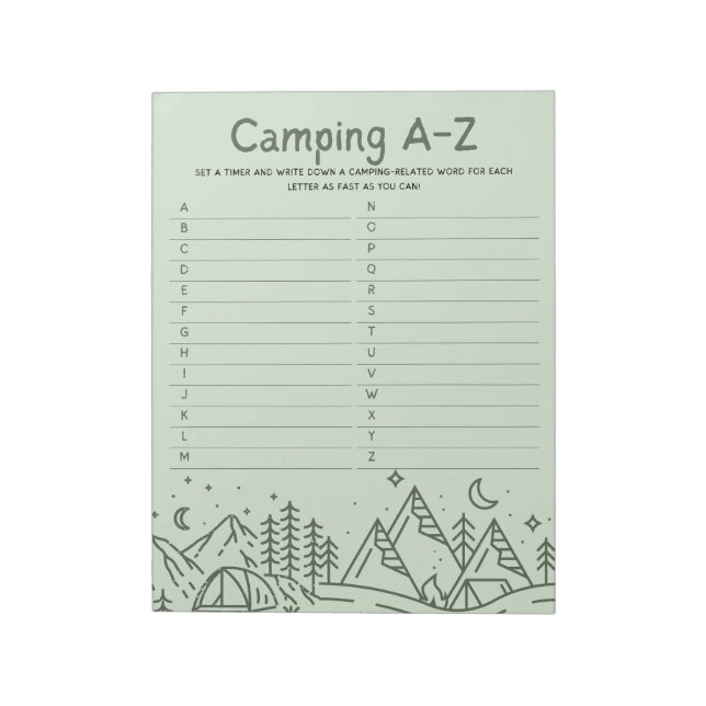 Ett A-Z-spel för Family Roligt Camping Anteckningsblock (Roterad)