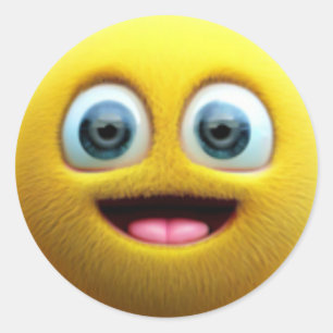 Ett adligt tecken på lycklig fuzzy gult boll runt klistermärke