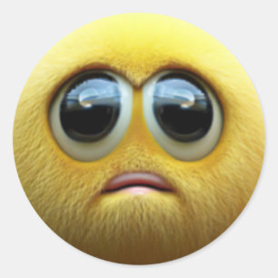 Ett adult tecken på gult boll i ledsen runt klistermärke