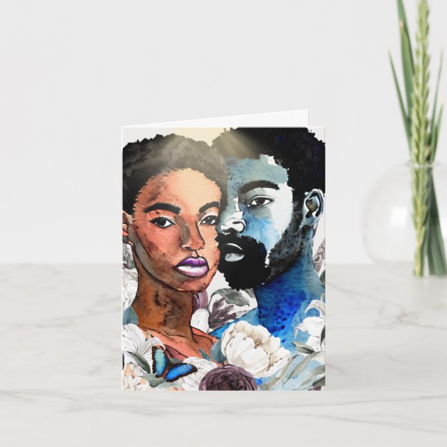 Ett: African American Black Couple Blank Notecards Tack Kort (Framsida)
