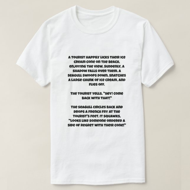 Ett AI-skämt om fiskmås och glass T Shirt (Design framsida)