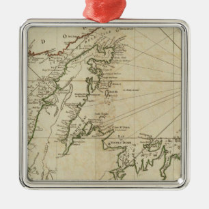 Ett allmänt diagram över ön Newfoundland Julgransprydnad Metall